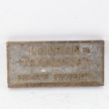 London Transport Private Property bronze pavement boundary marker, length 20cm