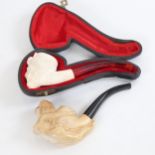 2 19th century Meerschaum figural pipes