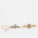 2 9ct gold RAF sweetheart brooches