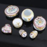 Various porcelain enamel trinket boxes, including Moorcroft and Halcyon Days enamels (6)