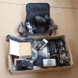 Various Vintage cameras and equipment, including Praktica MTL5B, lenses etc