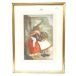 19th century watercolour, Dutch girl, unsigned, framed, overall 53cm x 40cm