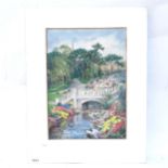 Theresa Sylvester Stannard, watercolour, the gardens Bournemouth, signed, mounted, image 35cm x 25cm
