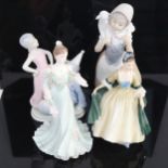 A Doulton figure, NAO girl with lamb, 25cm, and 2 others