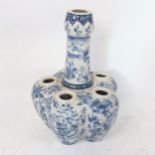 A Chinese blue and white transfer decorated tulip vase, height 28cm No chips cracks or