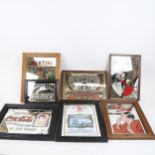 Various Vintage and reproduction advertising mirrors, including Martini, Coca-Cola, Rolls-Royce,