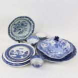 Masons Willow pattern vegetable tureen, Japanese charger, Chinese tea bowl etc