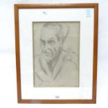 Attributed to Gaudier Brezeska, pencil drawing, portrait of a gentleman, framed, overall 53cm x 43cm