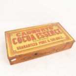 An Antique Cadbury's Cocoa Essence pine adverting display box, W39cm, H8cm, D22cm