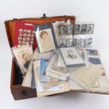 A leather brief case to Capt CEE, containing album of military emblems, insignias, medal ribbons