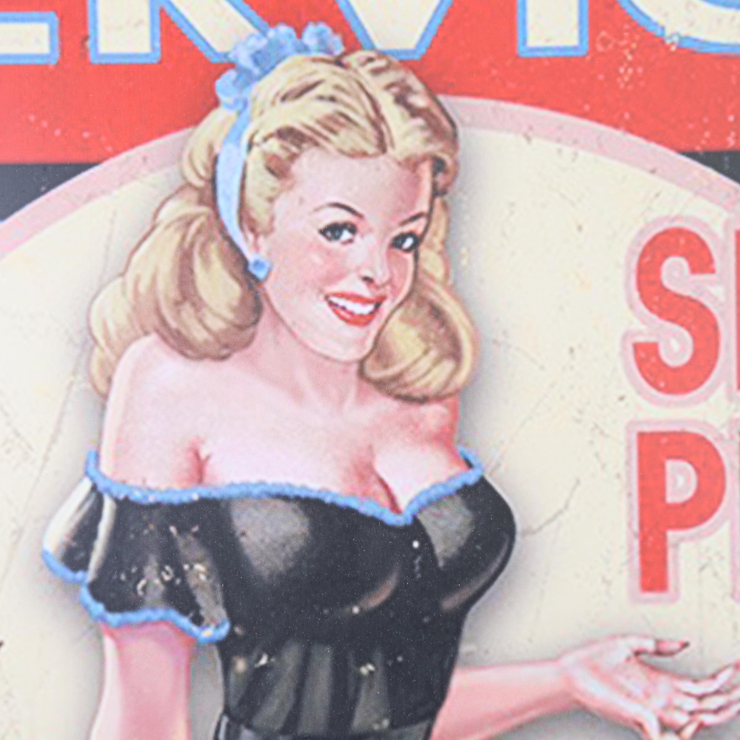A reproduction lithographed tin novelty advertising sign, 70cm x 50cm - Image 2 of 2