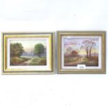 Raymond Campbell, 2 small oil and watercolours, landscape scenes, signed, framed, largest overall