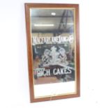 Teak-framed mirrored sign advertising Macfarlane, Lang & Co's Rich Cakes, with Royal crest, height