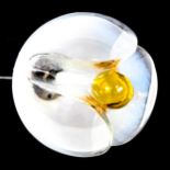 A 1970s Mazzega Murano glass pendant ceiling light, with chrome fitting, shade diameter approx