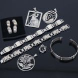 TAXCO TJ-57 - a Vintage Mexican bangle and pendant, and various other South American jewellery