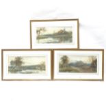 A set of 3 x 19th century watercolours, landscape scenes, titled, 2 signed with initials SS, framed,