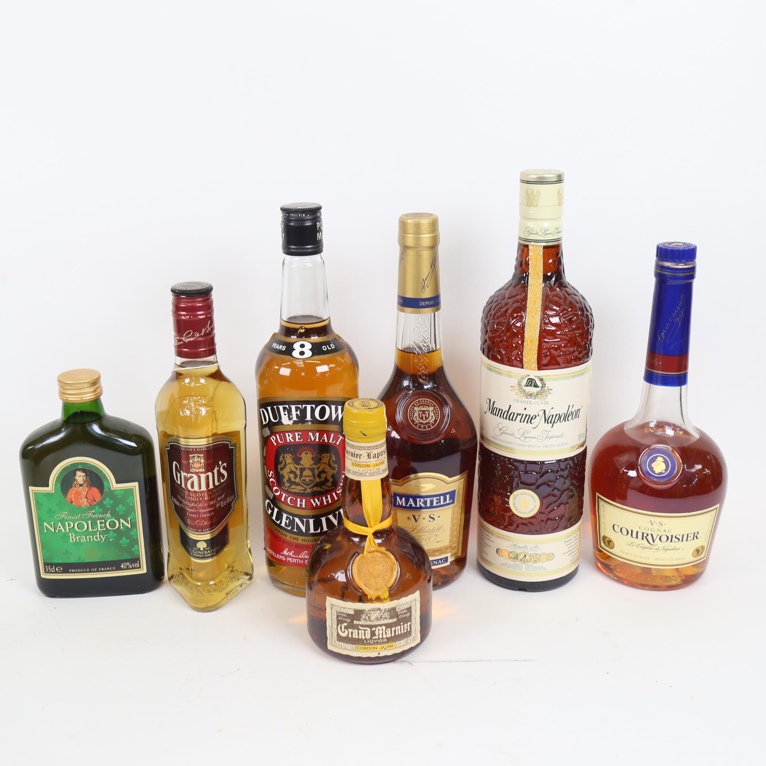 Various spirits, including Dufftown Scotch Whisky, Courvoisier etc (7)