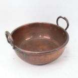 A heavy Victorian 2-handled copper jam pan, diameter 35cm