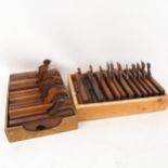 A quantity of Vintage moulding woodworking planes (2 trays)