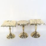 3 Victorian pierced brass trivets