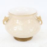 A handblown Murano gold splashed milk glass squat vase, height 17cm No chips cracks or restoration