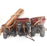 3 pairs of binoculars, including Ross Steplux 7x50, cased, and a WW1 Field Officer's telescope