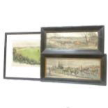 E A Douglas, a set of 4 late 19th century coloured hunting engravings, framed, 35cm x 78cm, and