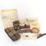Various military items, including German belt, silk cards, First World War Victory medal, to 2757