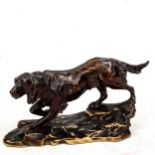A Continental bronze glaze pottery figure of a dog, length approx 25cm Tail has been broken and re-