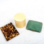 A Victorian blonde tortoiseshell card case, length 10cm, a shagreen cigarette case, and a