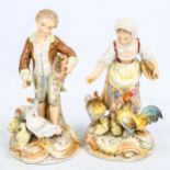 A pair of German porcelain country figures, possibly Berlin, height 13cm Figure of a boy is perfect,