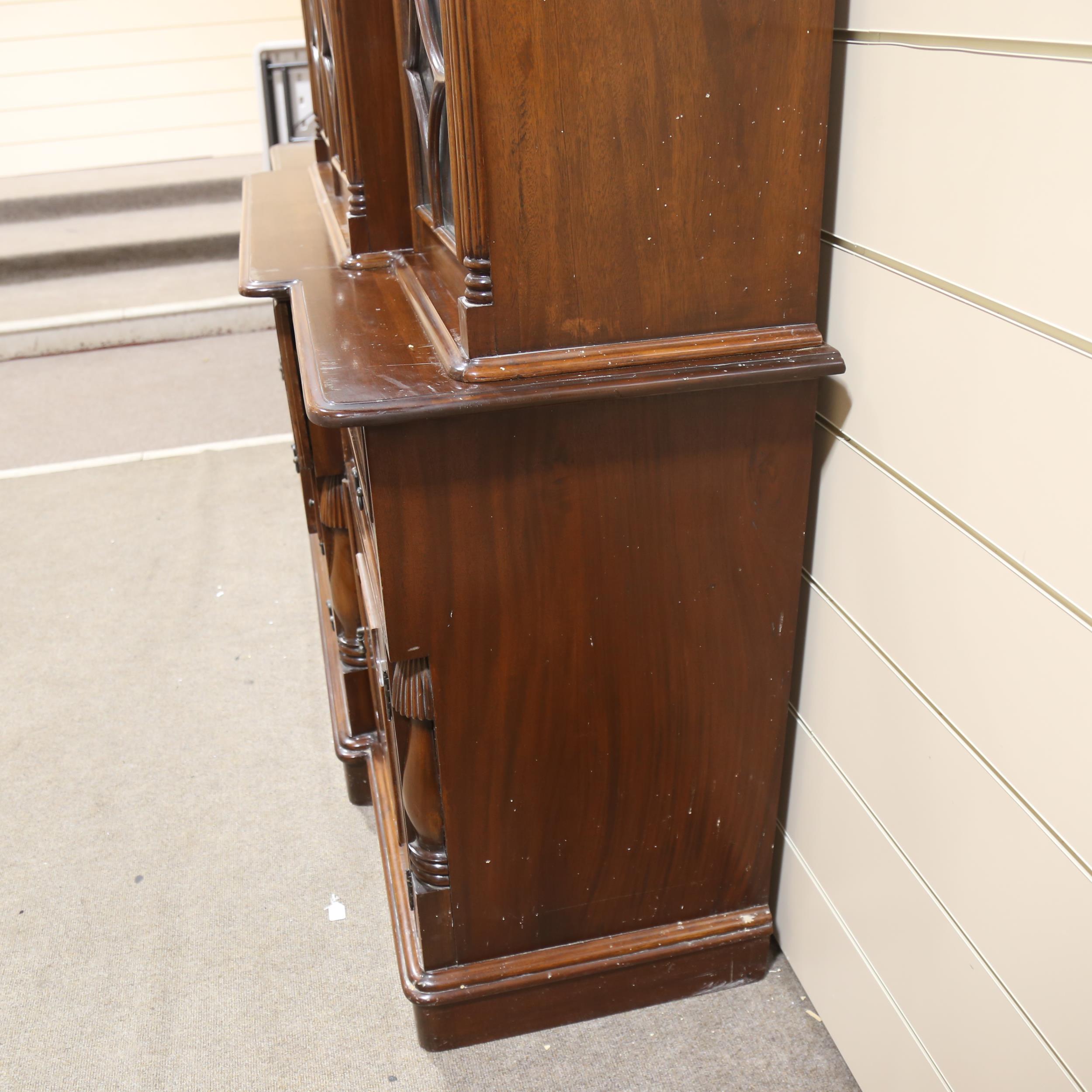 A large reproduction library secretaire bookcase, drawers, cupboards and secretaire drawer below - Image 6 of 8