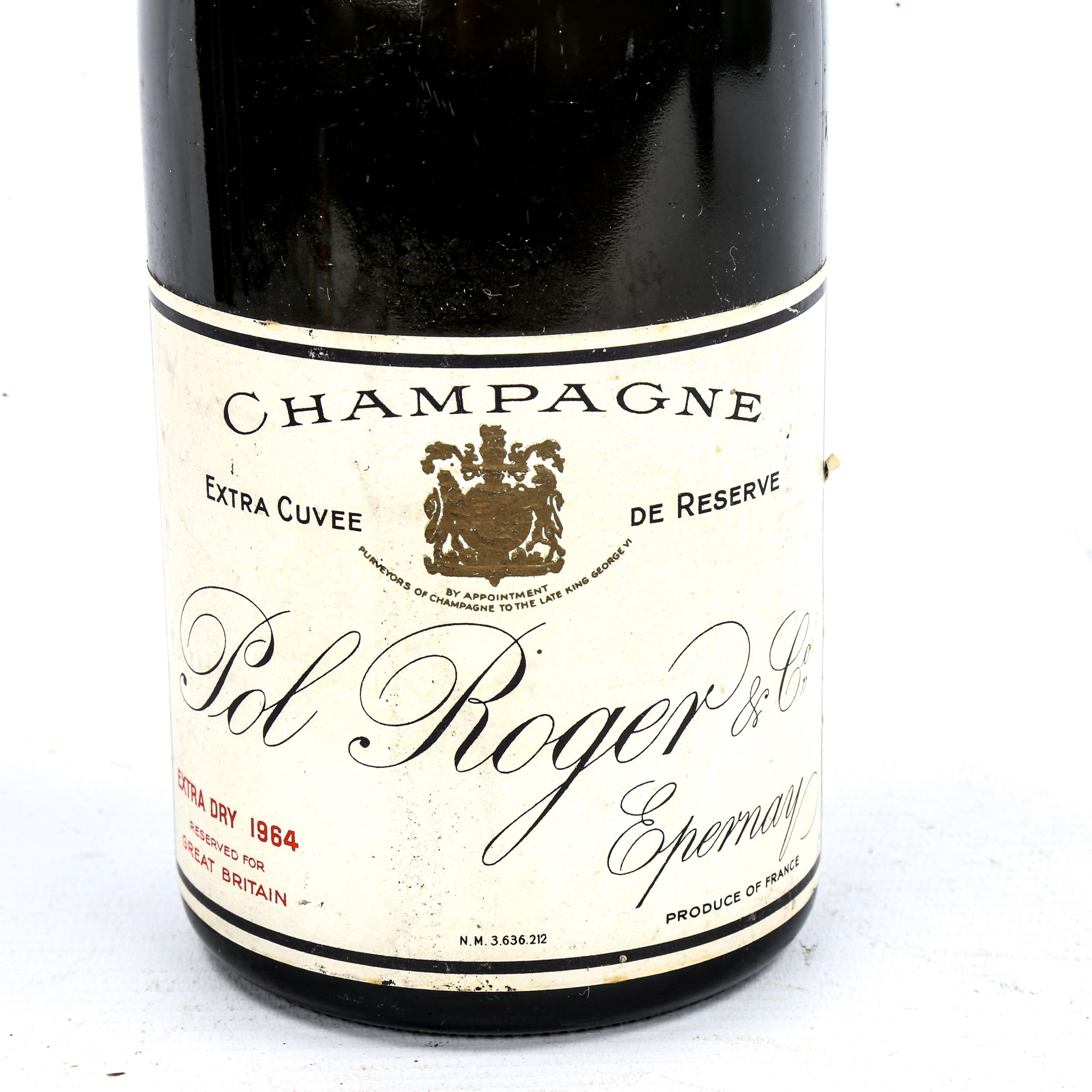 A bottle of 1964 Pol Roger Extra Dry Champagne Reverse ullage 1cm from base. - Image 2 of 3