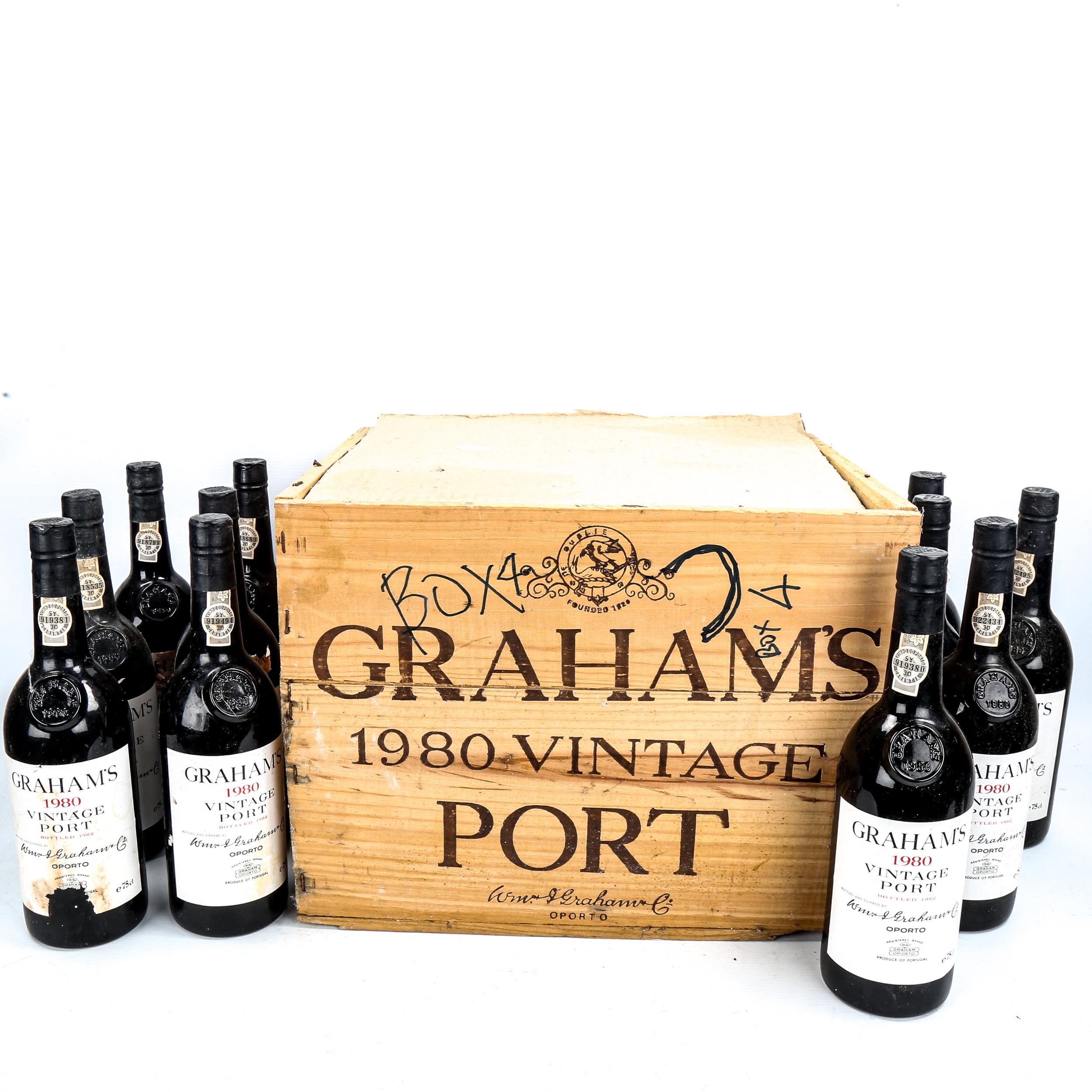 11 bottles of W & J Graham's 1980 Vintage Port, in original wooden box. From local private cellar, - Image 3 of 3