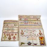 3 needlework samplers, dated 1897, 1899 and 1900, unframed (3)