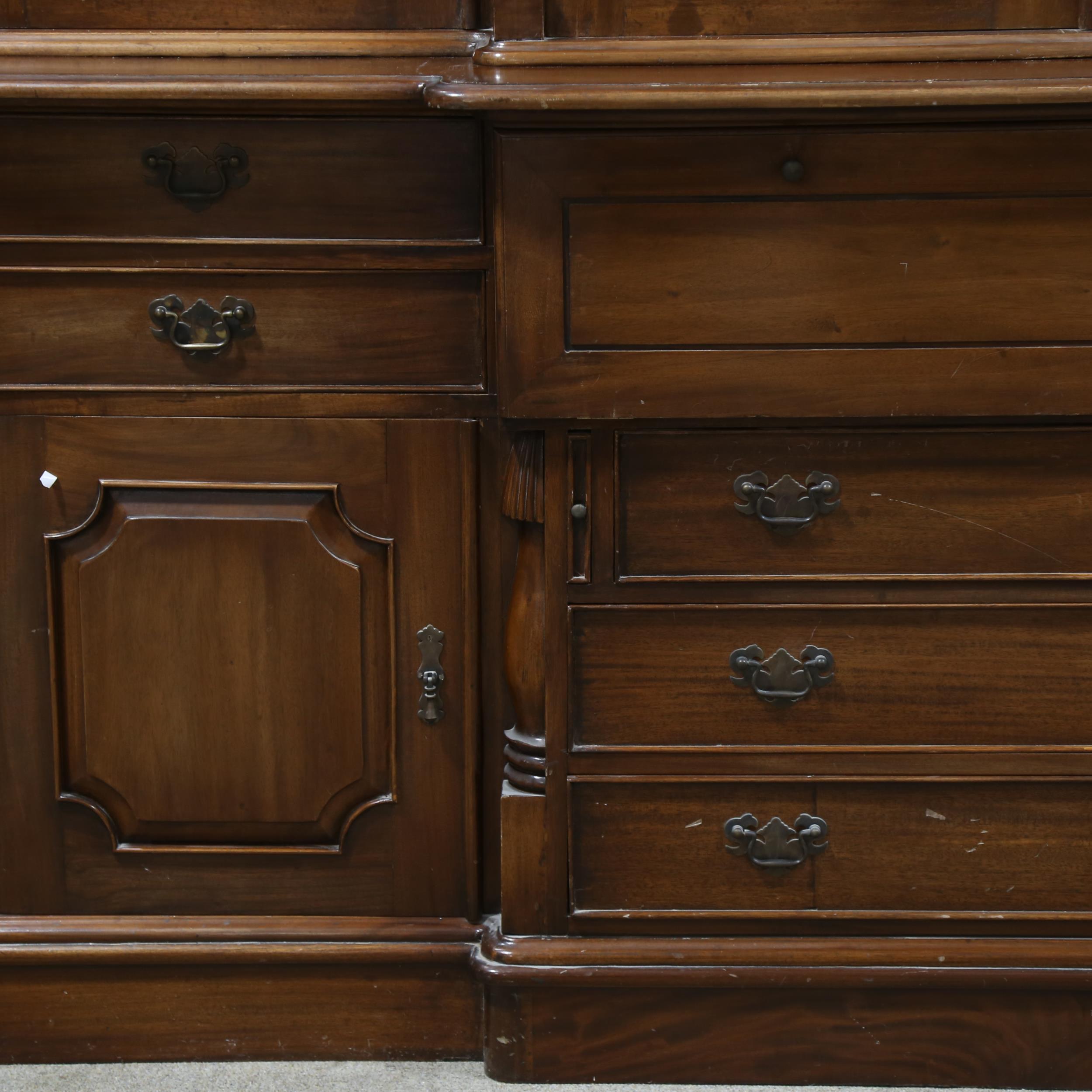 A large reproduction library secretaire bookcase, drawers, cupboards and secretaire drawer below - Image 2 of 8