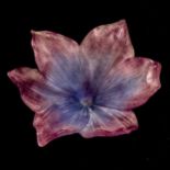 DAUM - a purple glass flowerhead ornament, 19cm across, boxed with papers 1 petal has a small conch