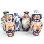 A group of Chinese porcelain vases, largest height 31cm (6) (A/F) Largest blue and white vase has