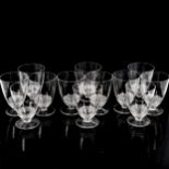 LALIQUE NIPPON - a set of 12 small glasses, height 8cm, diameter 5.5cm, etched signature 1 glass ha