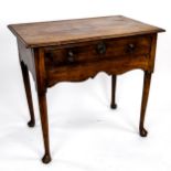 An 18th century oak lowboy, with single frieze drawer, 79cm x 50cm, height 71cm