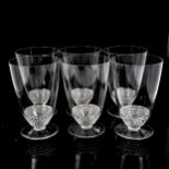 LALIQUE NIPPON - a set of 6 drinking glasses, height 12.5cm, diameter 8cm, etched signature