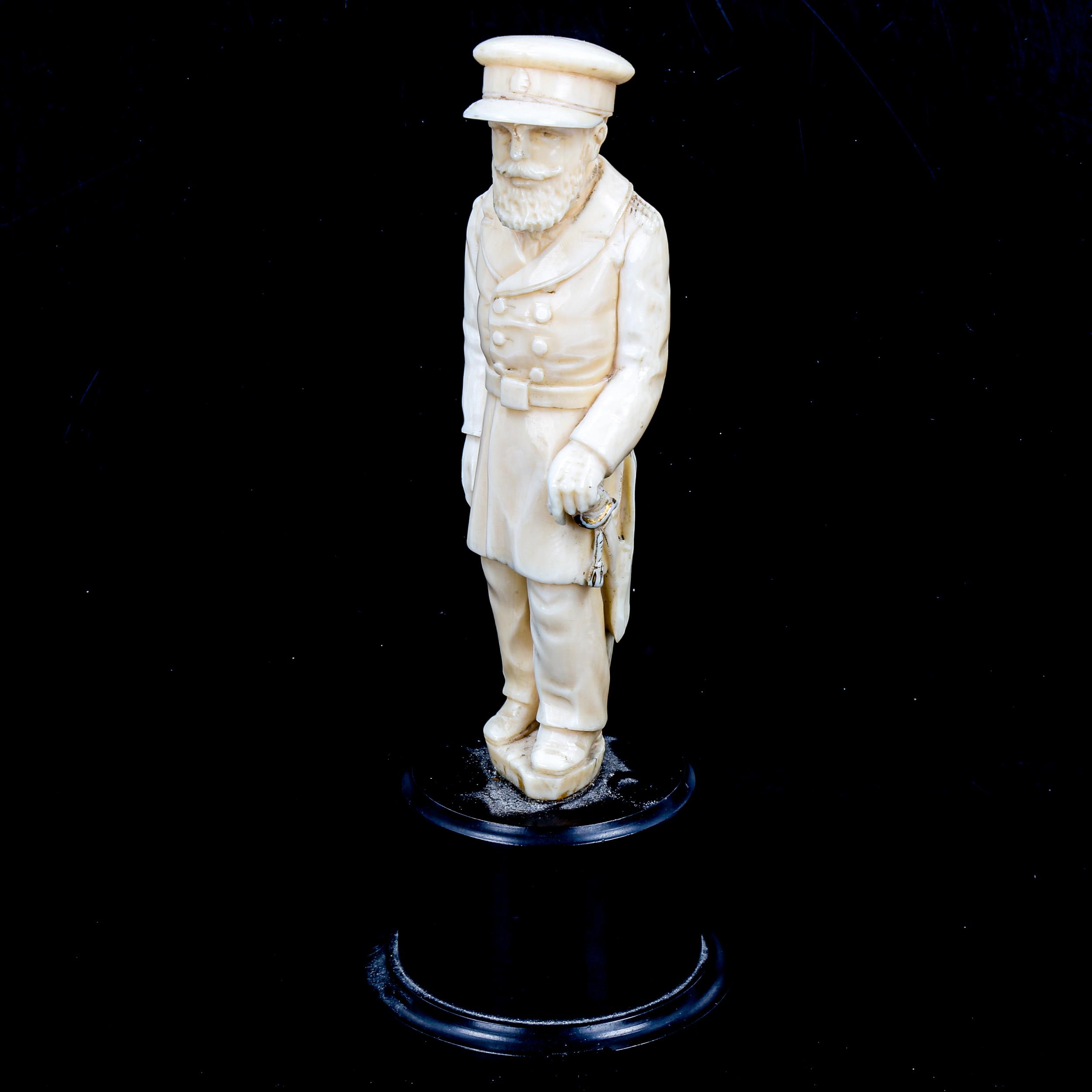 MILITARY INTEREST - a carved ivory figure "The General" believed to be Field Marshall Jan Smuts (