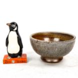 Royal Doulton Penguin Books figure, inscribed "Best Wishes", height 11cm, and Chris Lewis handmade