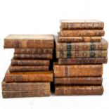 A group of leather-bound Antiquarian books, including 18th century London Magazine, Westminster