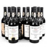 11 bottles of W & J Graham's 1980 Vintage Port, in original wooden box. From local private cellar,