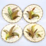 A set of 4 19th century cabinet plates with hand painted and gilded ferns, 22cm diameter Good