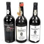 3 bottles of Vintage Port, Warre's 1970 -Tercentenary, Warre's 1980 & Skeffington 1984. From a local