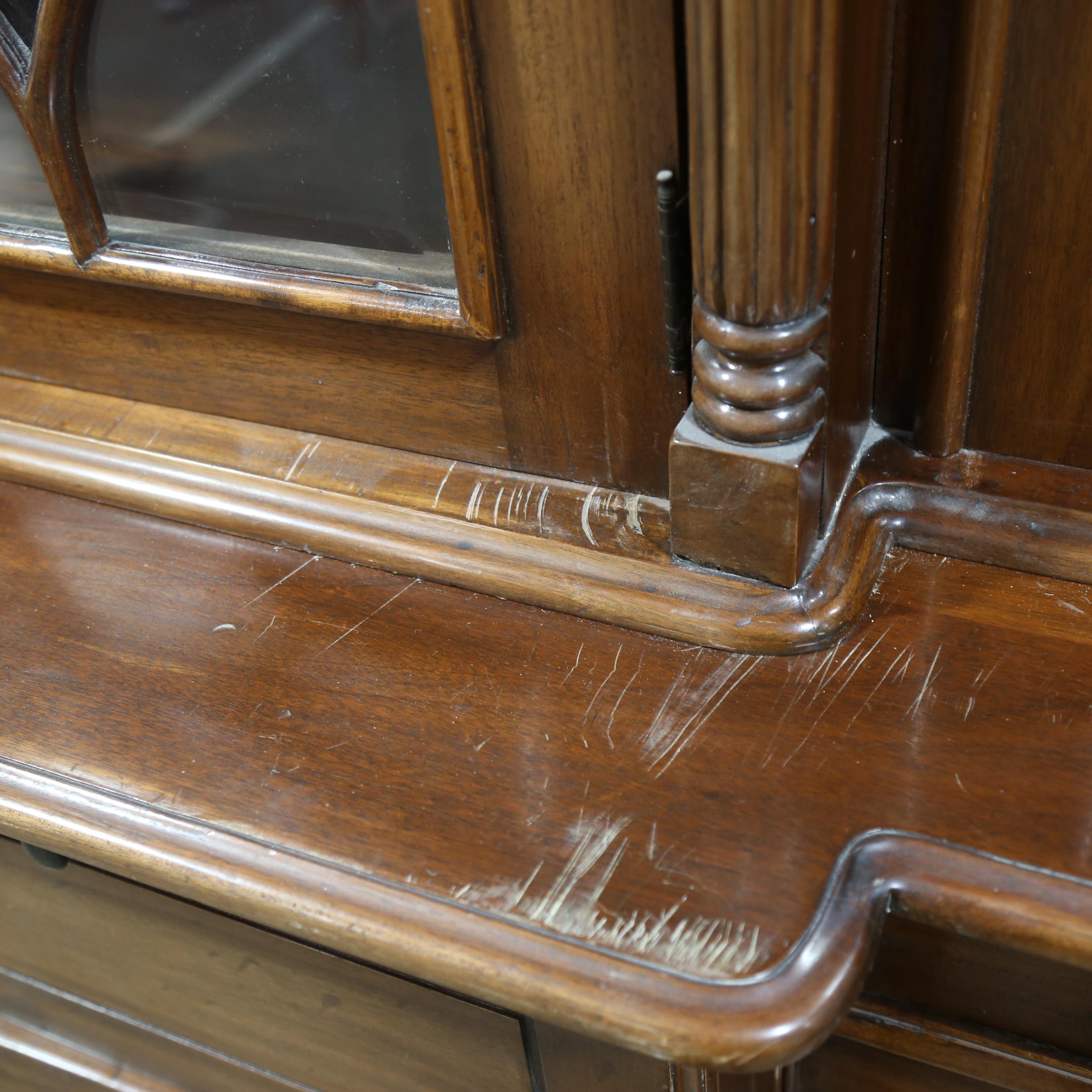 A large reproduction library secretaire bookcase, drawers, cupboards and secretaire drawer below - Image 5 of 8