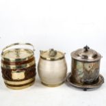 3 Victorian biscuit barrels with plated mounts (3)