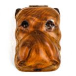A late Victorian novelty snuff or pill box in the form of a Bulldog with glass eyes. Possibly ...